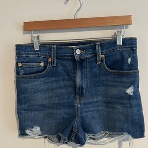 Levi's Blue Jean Shorts Distressed High-Waisted
